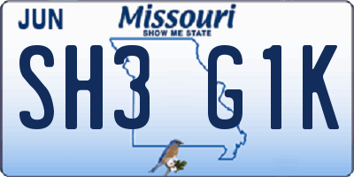 MO license plate SH3G1K