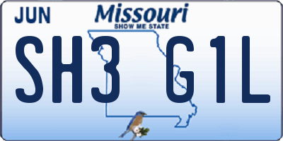MO license plate SH3G1L