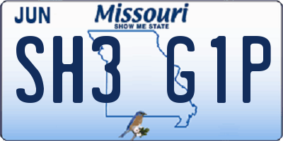 MO license plate SH3G1P