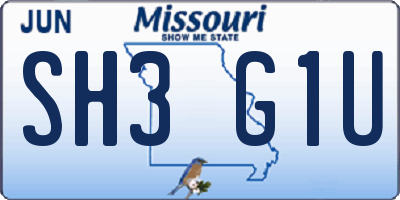 MO license plate SH3G1U