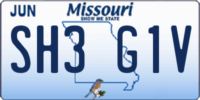 MO license plate SH3G1V