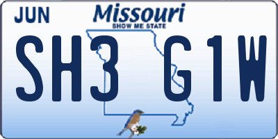 MO license plate SH3G1W