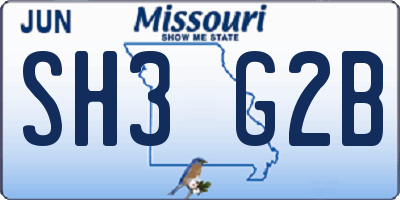 MO license plate SH3G2B
