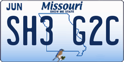 MO license plate SH3G2C