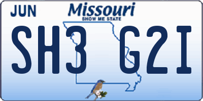 MO license plate SH3G2I