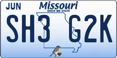 MO license plate SH3G2K