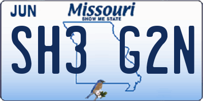 MO license plate SH3G2N