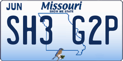 MO license plate SH3G2P