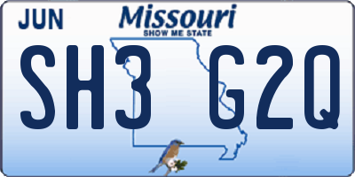 MO license plate SH3G2Q