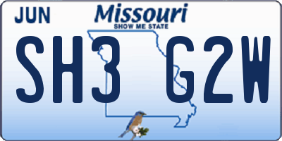 MO license plate SH3G2W