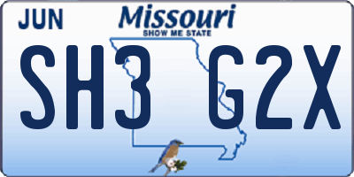 MO license plate SH3G2X