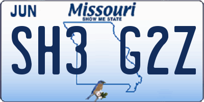 MO license plate SH3G2Z
