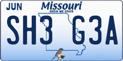 MO license plate SH3G3A