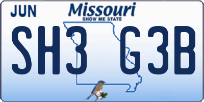 MO license plate SH3G3B