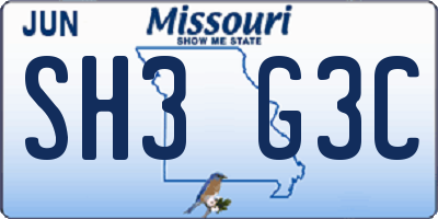 MO license plate SH3G3C