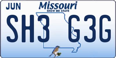 MO license plate SH3G3G