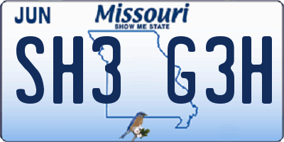 MO license plate SH3G3H