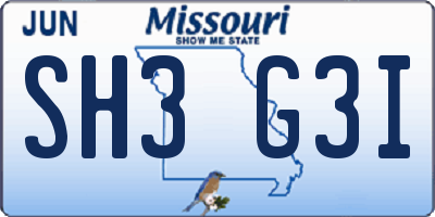 MO license plate SH3G3I