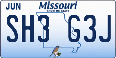 MO license plate SH3G3J