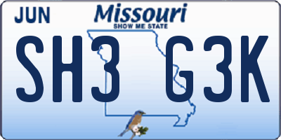 MO license plate SH3G3K