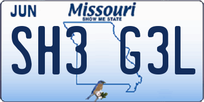 MO license plate SH3G3L