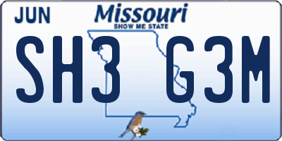 MO license plate SH3G3M