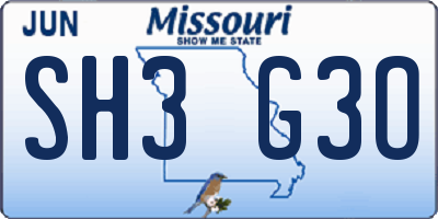 MO license plate SH3G3O