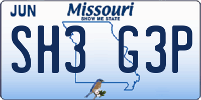 MO license plate SH3G3P