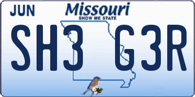 MO license plate SH3G3R