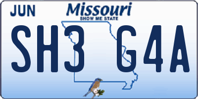 MO license plate SH3G4A