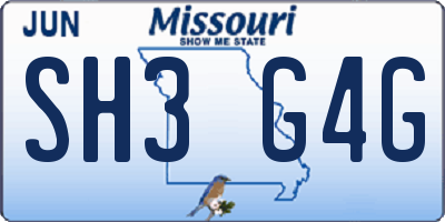 MO license plate SH3G4G