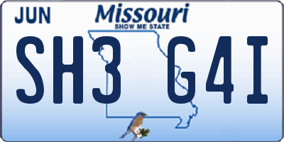 MO license plate SH3G4I