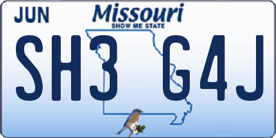 MO license plate SH3G4J
