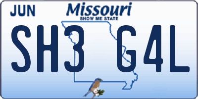 MO license plate SH3G4L