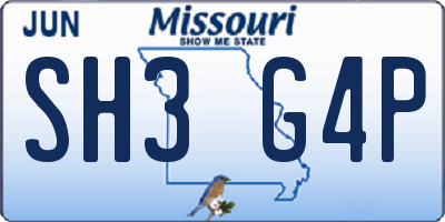 MO license plate SH3G4P