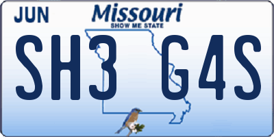 MO license plate SH3G4S