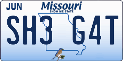 MO license plate SH3G4T