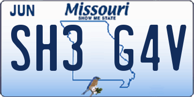 MO license plate SH3G4V