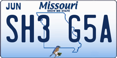 MO license plate SH3G5A