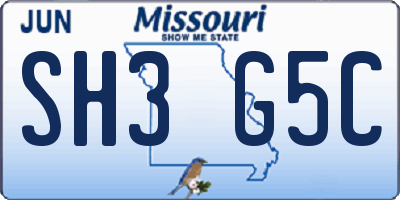 MO license plate SH3G5C