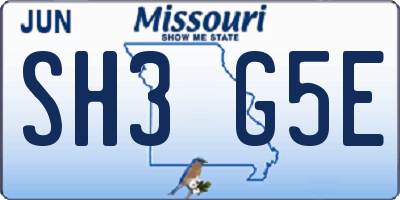 MO license plate SH3G5E