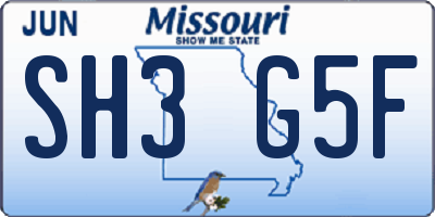 MO license plate SH3G5F