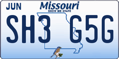 MO license plate SH3G5G