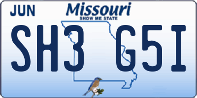 MO license plate SH3G5I