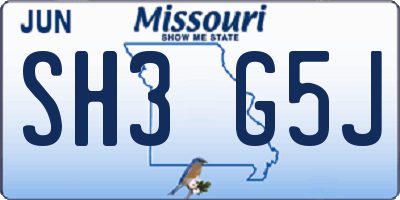 MO license plate SH3G5J