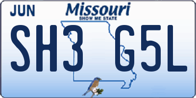 MO license plate SH3G5L