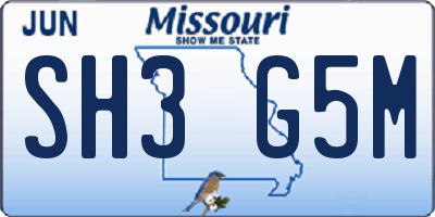 MO license plate SH3G5M