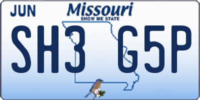 MO license plate SH3G5P