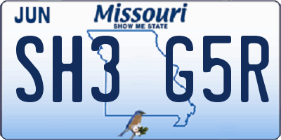 MO license plate SH3G5R