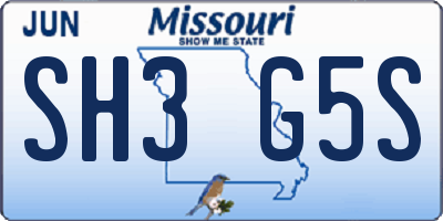 MO license plate SH3G5S